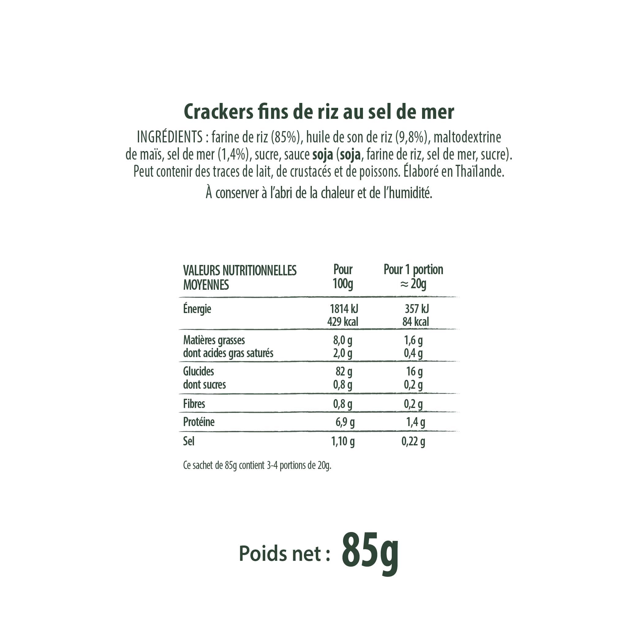 N.A! Nature Addicts - Rice Crackers Sel de Mer - 12 Sachets de 85 gr-Crackers Fins de Riz, Légers et Craquants - 60% de Matières Grasses en Moins que les Biscuits et Chips Apéritifs du Marché -
