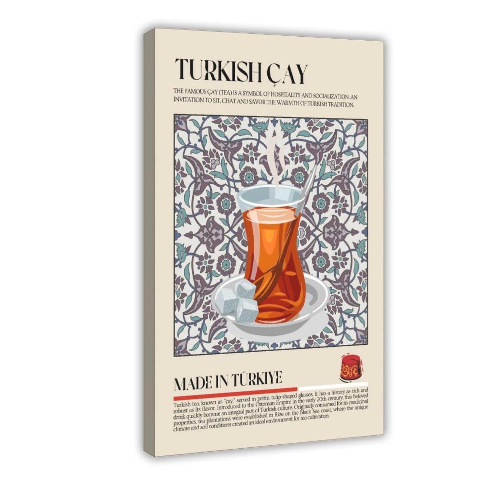 Restaurant-Poster, türkischer Tee, Leinwand-Poster, Schlafzimmer, Dekoration, Landschaft, Büro, Raumdekoration, Geschenk, 40,6 x 61 cm (L x B)