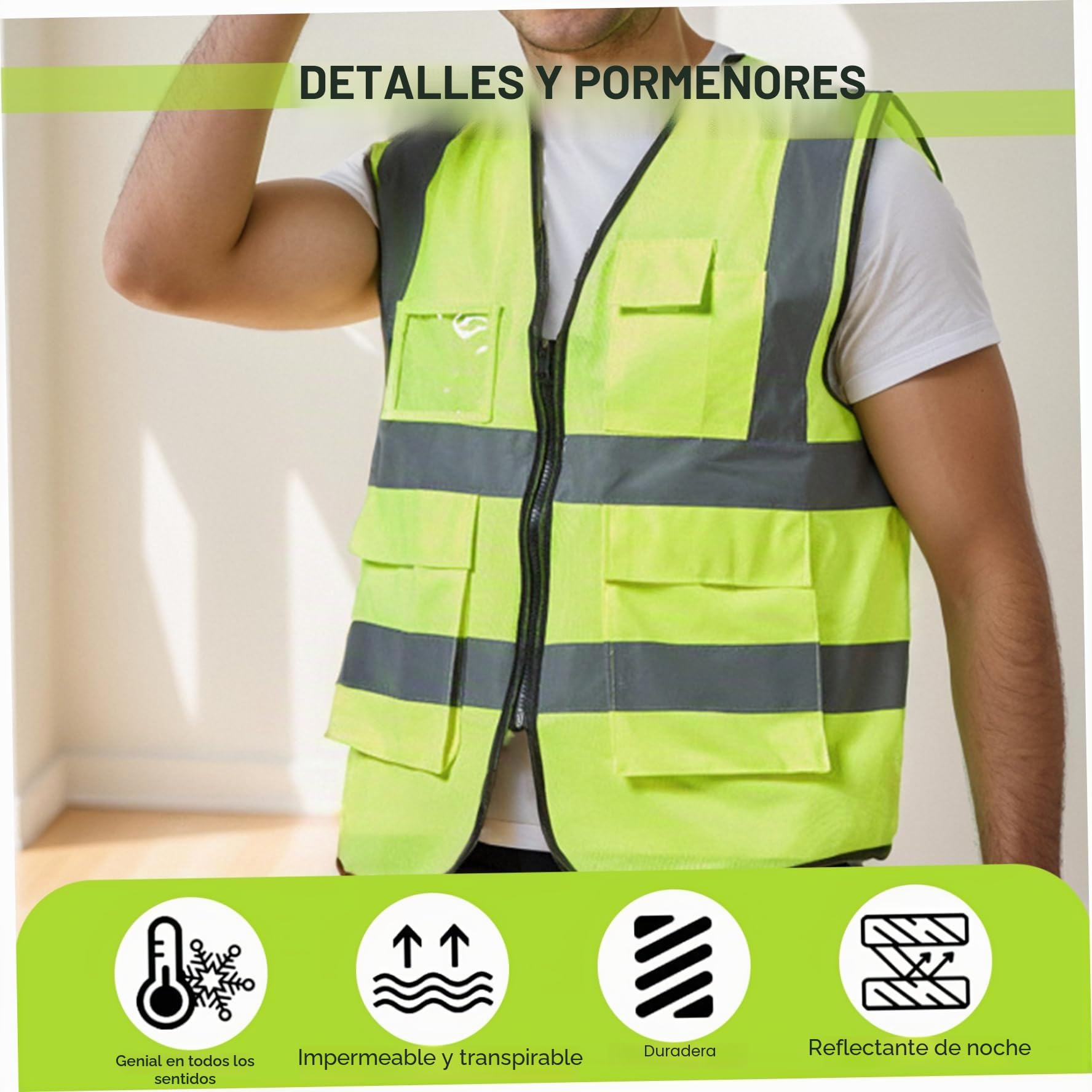 Chaleco de seguridad de enfriamiento con 4 paquetes de hielo Chaleco de hielo para hombres para hombres, alta visibilidad para trabajos al aire libre, construcción, funcionamiento y actividades