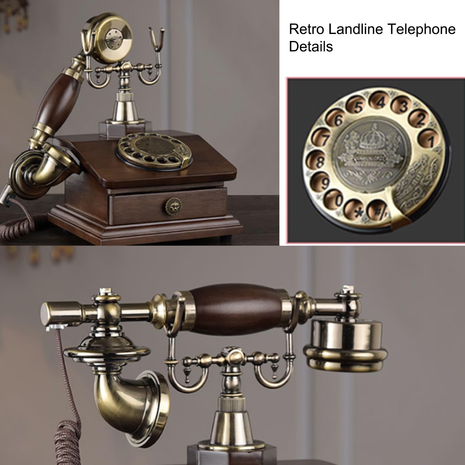 Zabytkowe Telefony Stacjonarne, Retro Telefon Z Tarczą Obrotową, Staromodny Telefon Stacjonarny Z Dzwonkiem Mechanicznym, Antyczny Telefon Biurkowy Do Szkoły, Domu I Biura, B, A