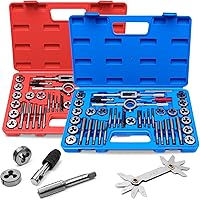 DikTalk 80 PCS Tap & Die Set SAE Metric - Threading Tool Kit with Wrenches for Automotive DIY Metal Repair