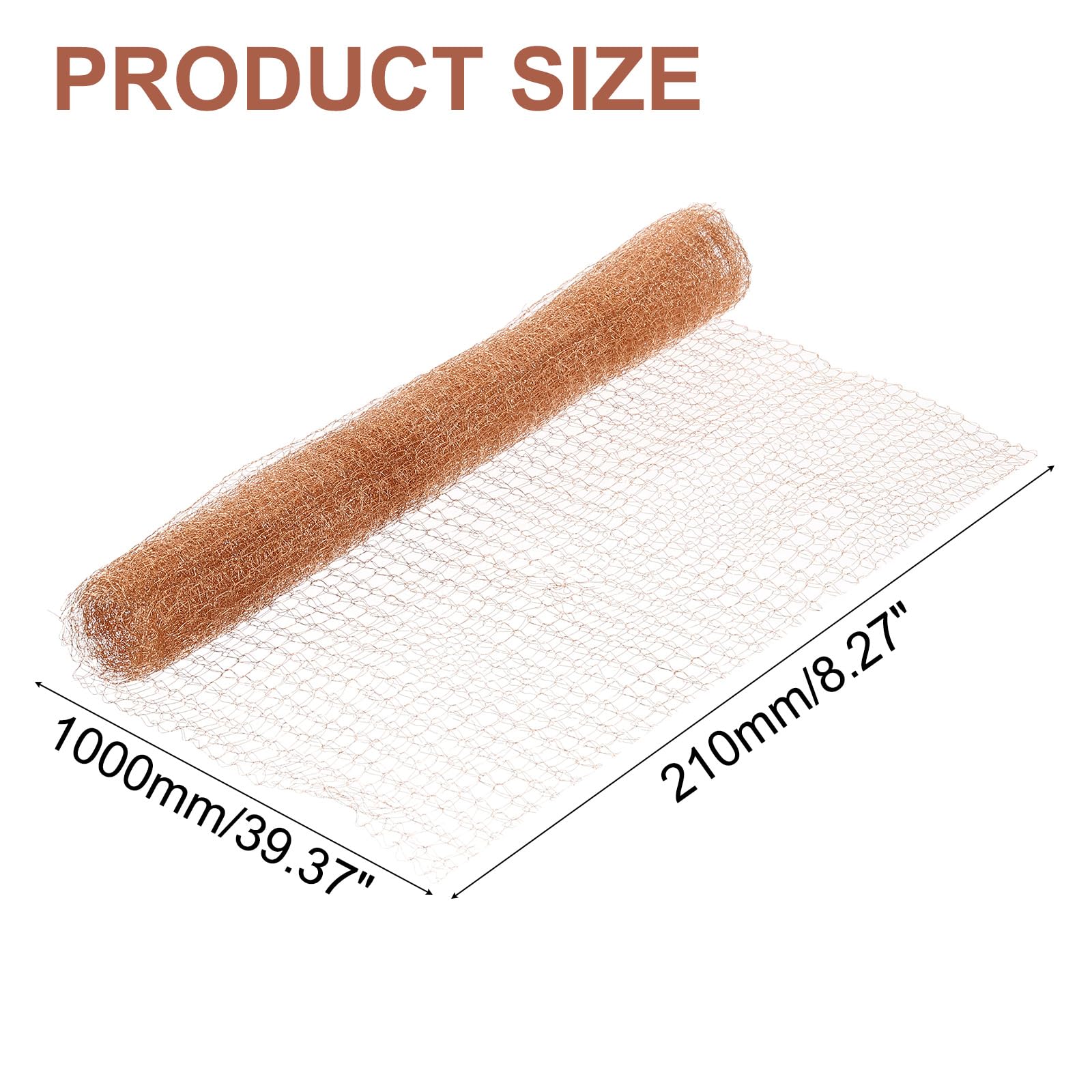 uxcell 2 Pack Copper Mesh, 8.3in x 40ft Double Layer Pure Copper Wire Mesh Dense Filter Screen Mesh for Hole Blocking Gardening Sealing Distilling