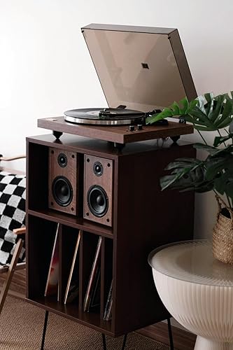 Miniatura 8 de Arkrocket Cassini - Tocadiscos con estante de audio, tocadiscos Bluetooth de alta fidelidad con 2 altavoces para estantería, tocadiscos de vinilo