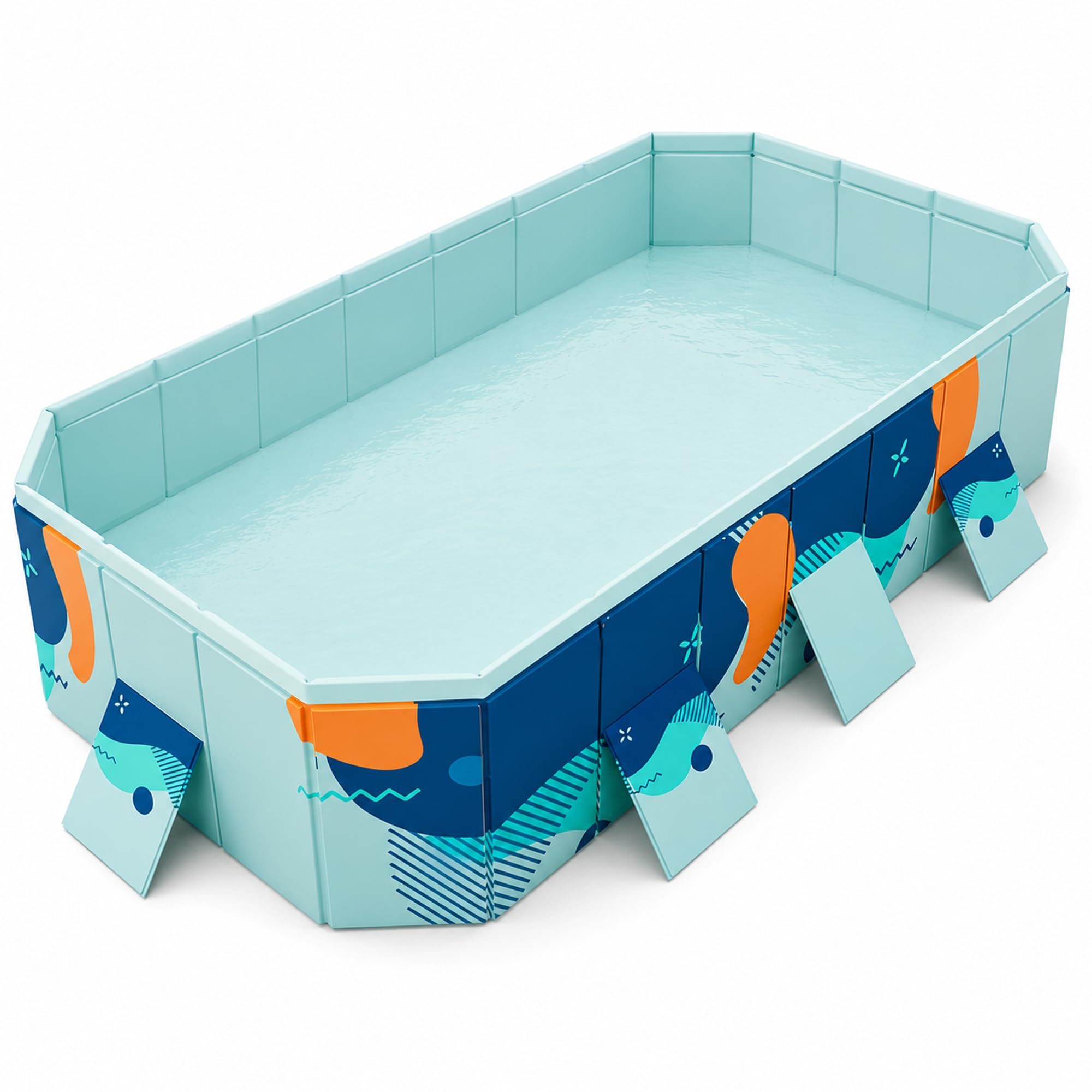 Piscina Pieghevole Fuori Terra, Rigida, Non Gonfiabile, Rettangolare | Piscina rigida pieghevole con scarico, senza gonfiaggio e facile da riporre.(1.6m(5.2ft))