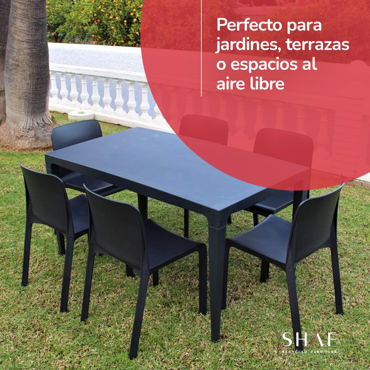 SP Berner - Pack de 6 Sillas Grana - Apilables, Ergonómicas y Resistentes - Uso Interior y Exterior - Fabricadas en España con Plástico Reciclado - Blanco