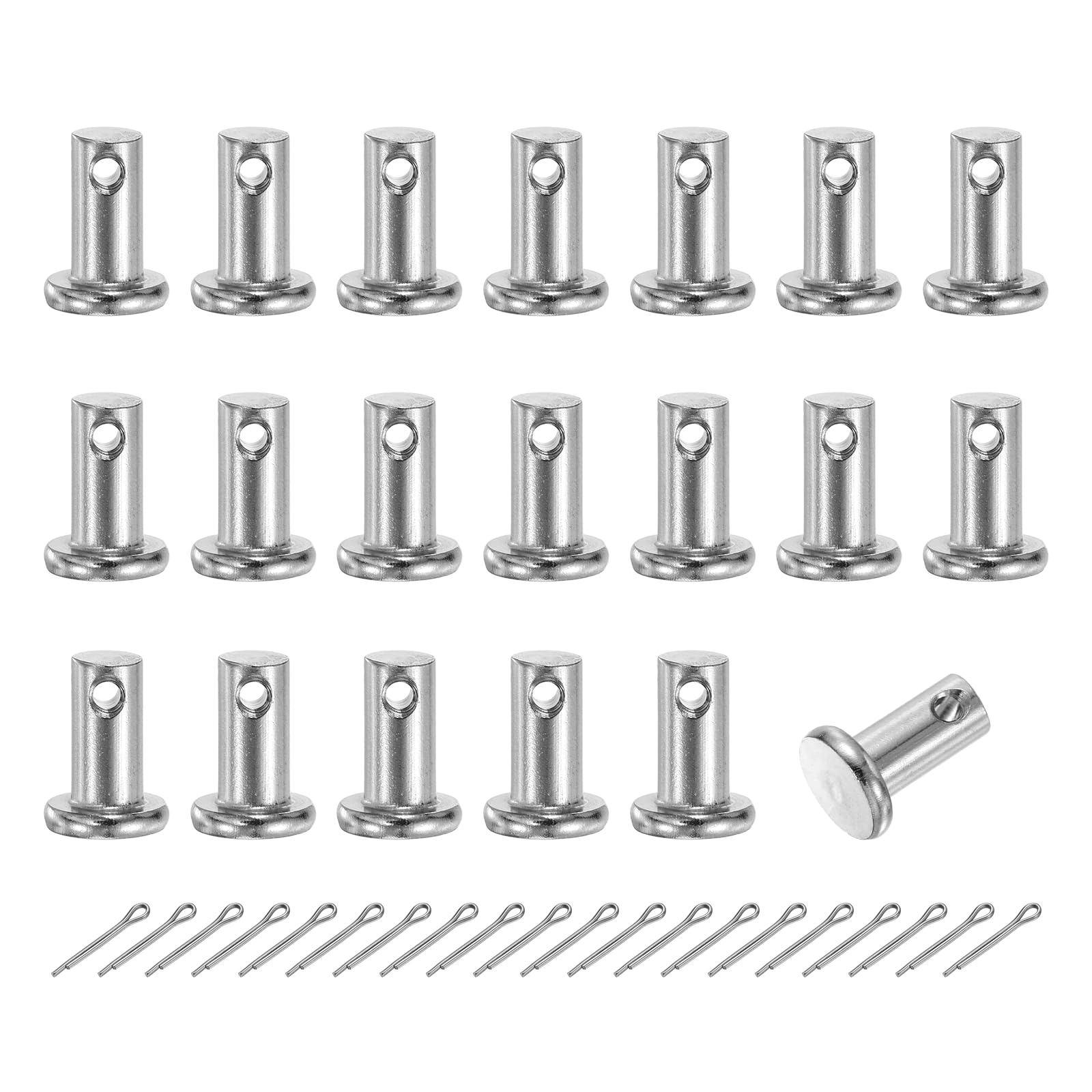 sourcing map 20Pcs M6x12mm Clevis Pins, 304 Stainless Steel Single Hole Flat Head Clevis Pin Hairpin Location Pin with Cotter Pins for Trailer Latch Mechanics Repair Furniture Installation