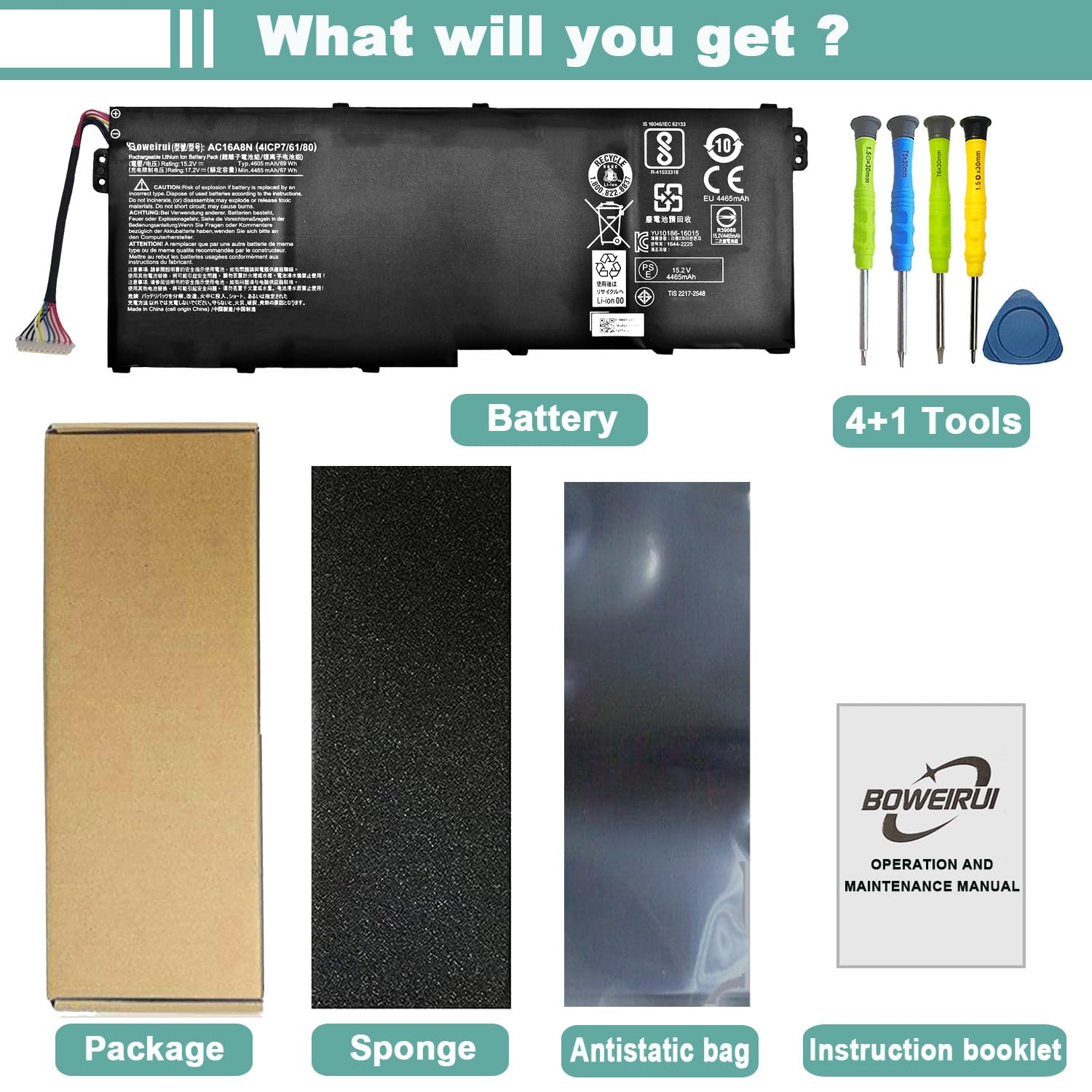 Amazon.com: BOWEIRUI AC16A8N Laptop Battery for Aspire V15 Nitro