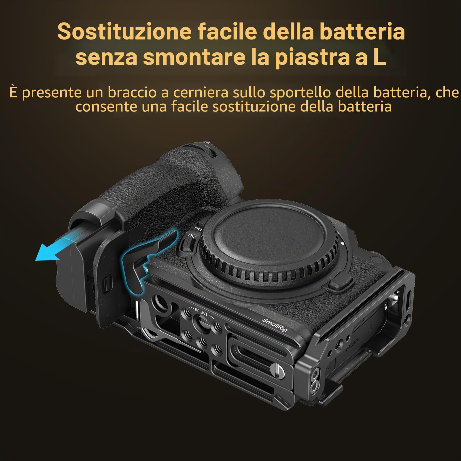 SMALLRIG Piastra a L per Nikon Z6III, Staffa a L per Arca, con Fori Filettati da 1/4"-20, Presa QD, Attacco Cold Shoe, per Riprese Orizzontali e Verticali - 4523