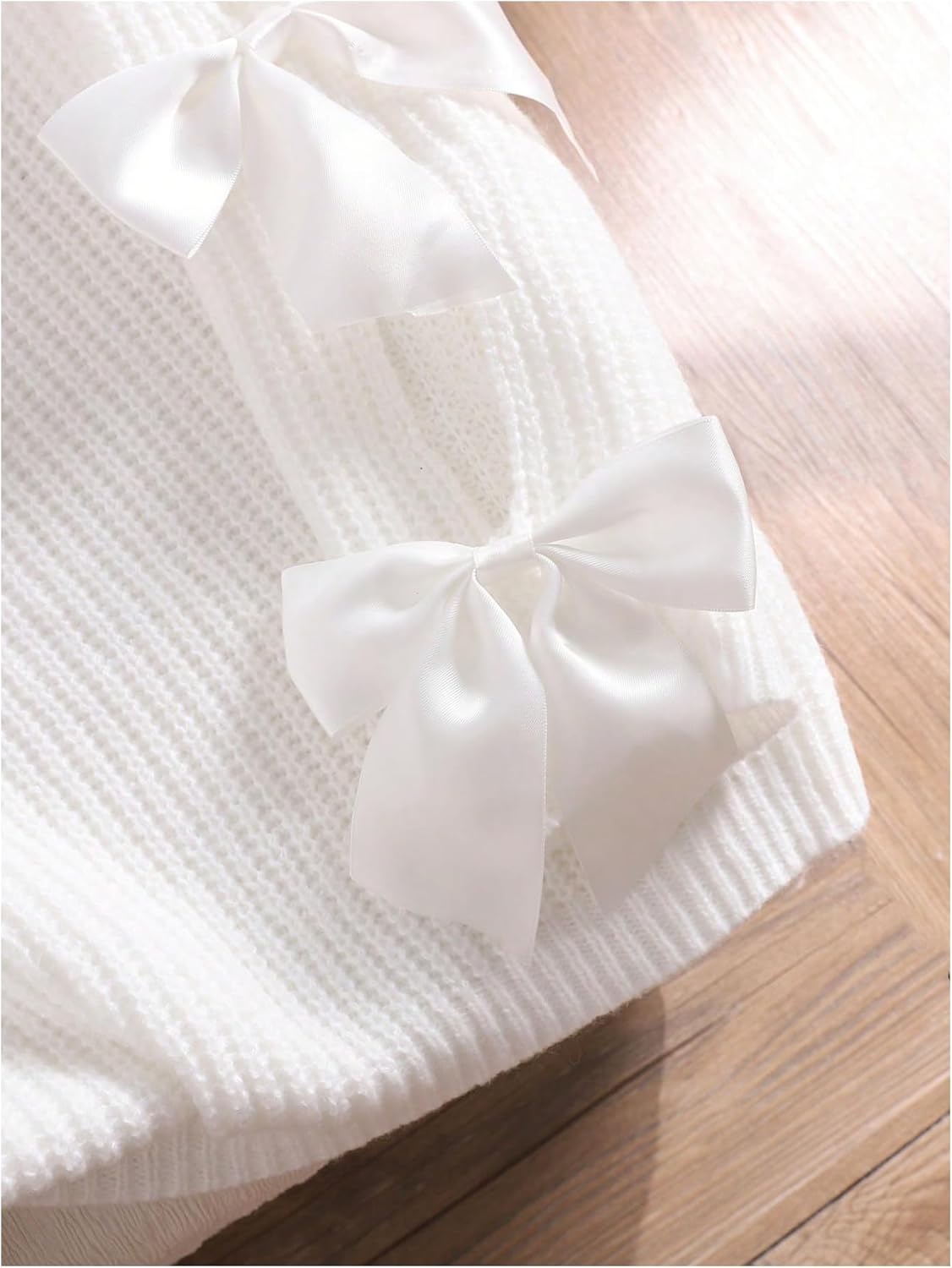 SHENHE Women's Plus Size Sweaters Bow Cutout Crewneck Long Raglan Sleeve Knit Tops Chunky Sweaters - Image 5