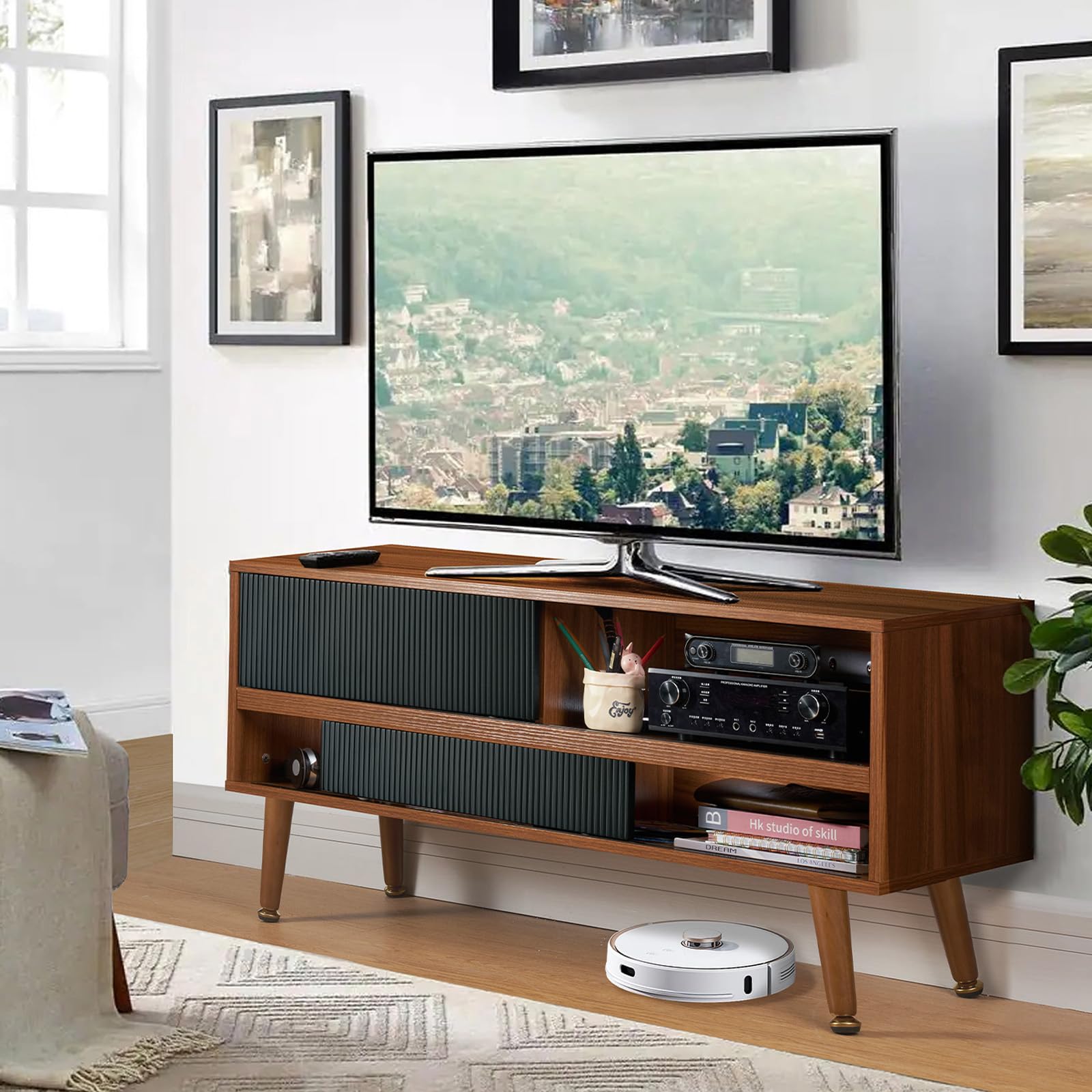 Amazon.com: Artswish Low Tv Stand for Bedroom, TV Stand for 46 inch TV Mid Century Entertainment ...