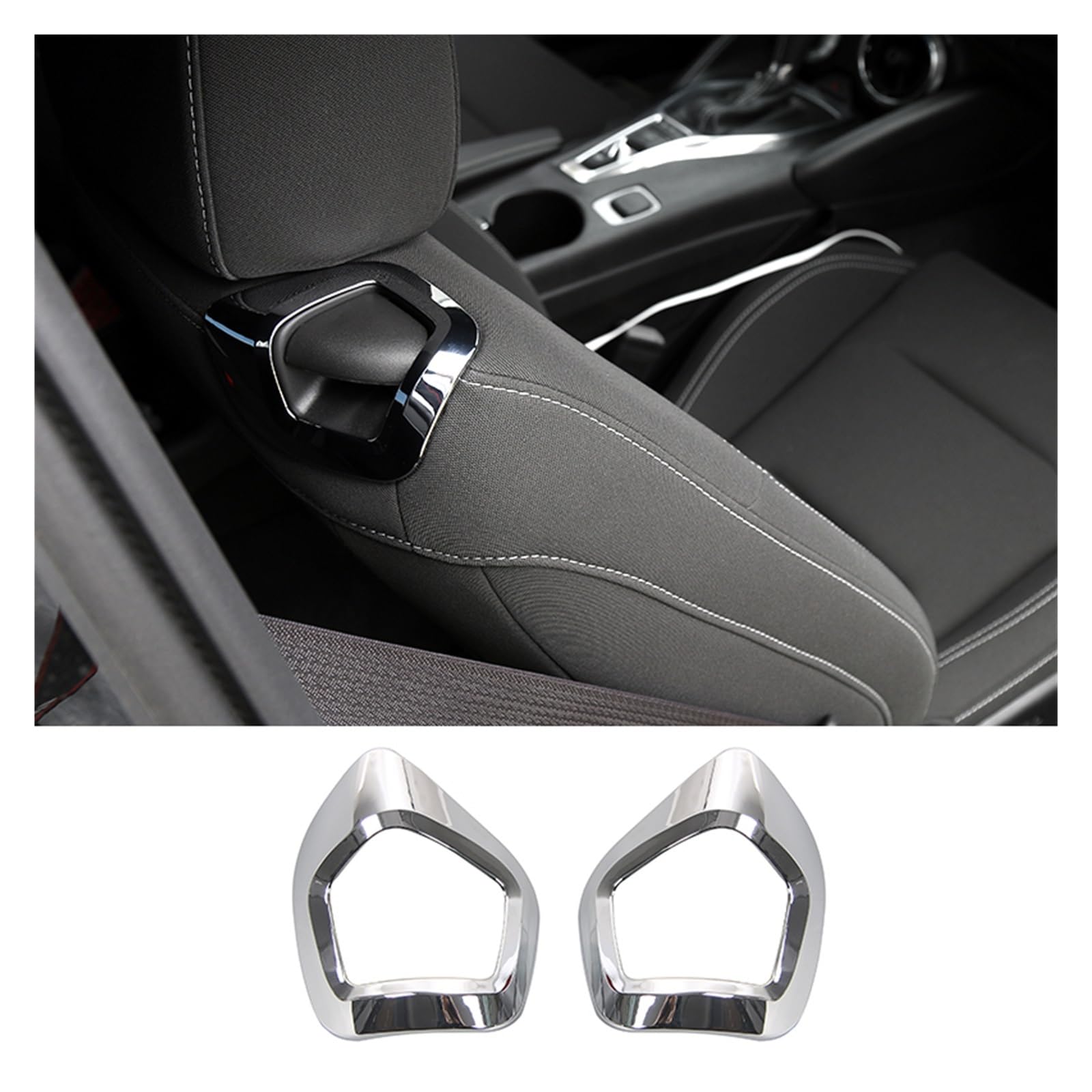 Tingyus Chrome For Chevrolet For Camaro 2017-2022 Up Interior Accessories Car Seat Backrest Manual Adjustment Handle Trim Cover Car Interior Mouldings(Chrome)