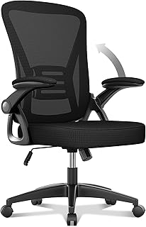 naspaluro Office Chair Ergonomic Desk Chair with 90° Flip-up Armrest Lumbar Support, Height Adjustable Office Desk Chair, Executive Swivel Computer Chair with Padded Seat Cushion for Home/Office
