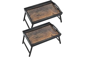 2 Pack Bed Tray Table Breakfast Trays Serving Tray Bamboo Bed Laptap...