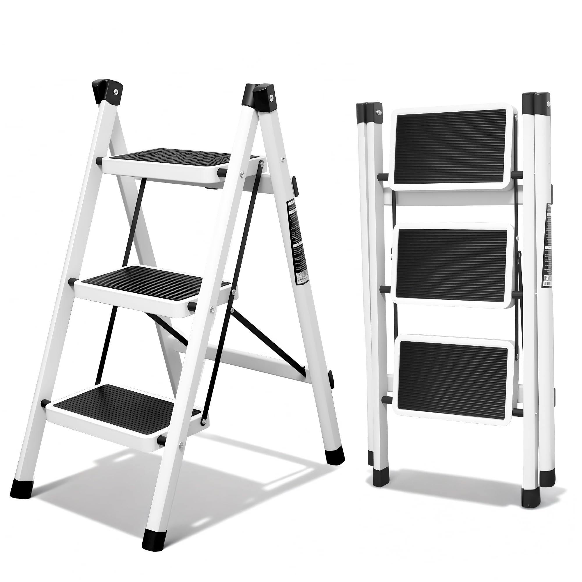 3 Step Folding Ladder with Non-Slip Pedal | Household Folding Ladders | Step Ladder for Home | Multifunctional Folding Ladder
