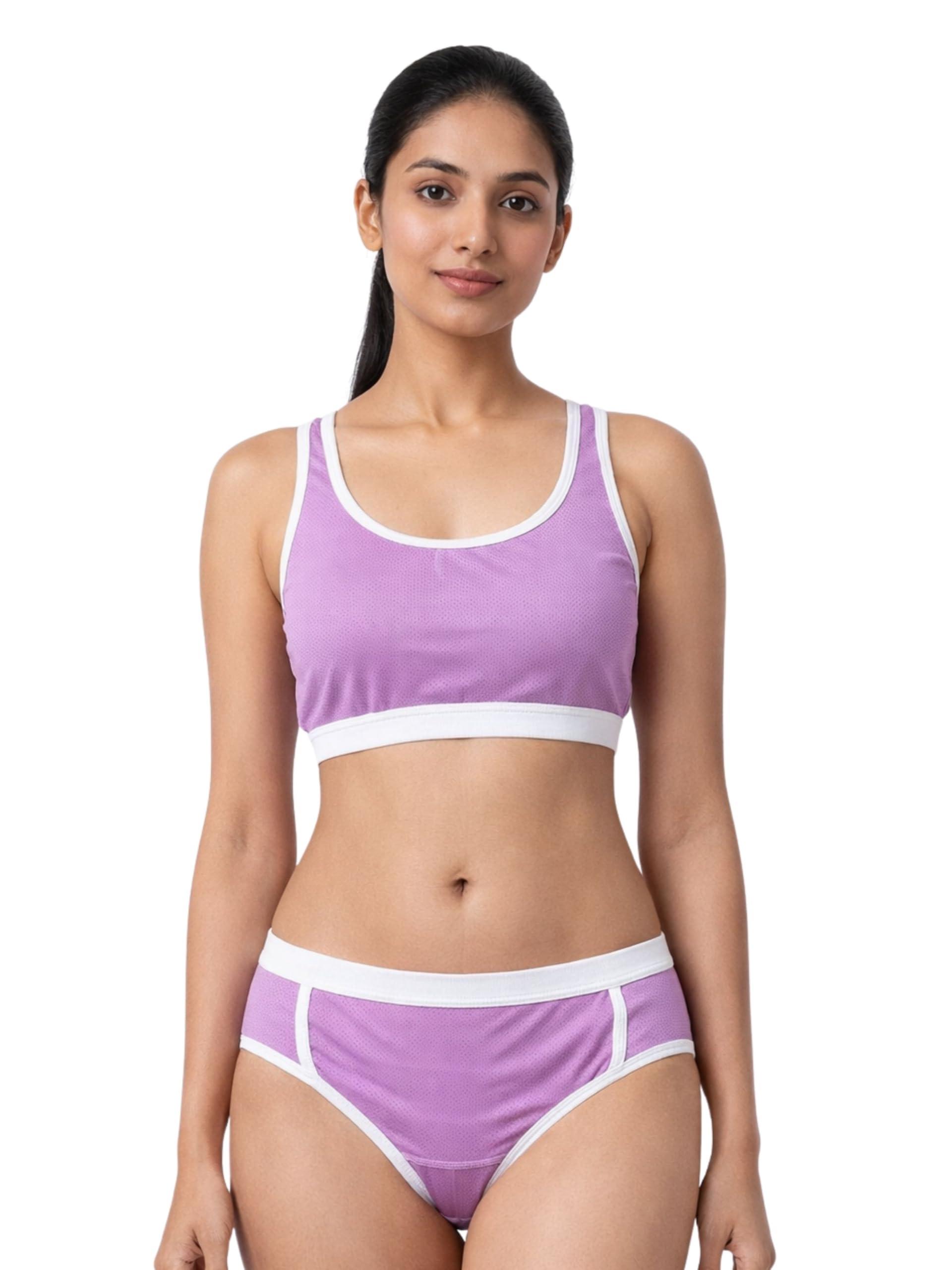 Essentials Pack of 2 Mesh Dotted Sports Bra & Panty Set for Women Soft, Stretchable, Breathable Activewear Sky Blue-image-32