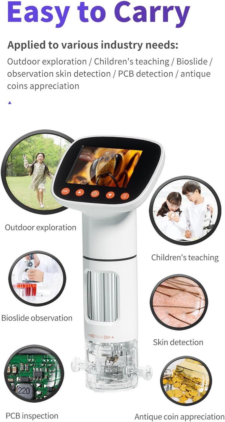 コイン顕微鏡、倍率50-1000X、800mAhバッテリー内蔵、1080P HD USB顕微鏡、時計修理用2.0インチLCDディスプ 顕微鏡  デジタル顕微鏡 ズーム ハンドヘルド 拡大鏡 1000 倍 USB 充電式顕微鏡 IOS/Android 携帯電話 タブレッ ワイヤレスデジタル  顕微鏡50x-1000x倍率 ...