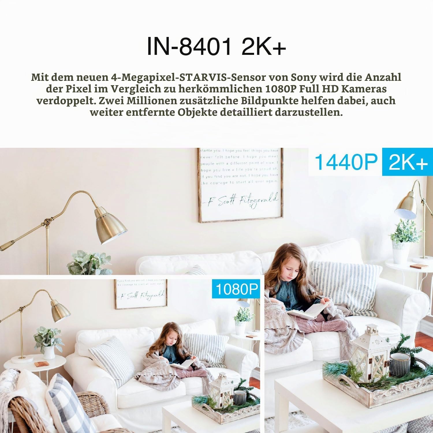 INSTAR IN-8401 2K+ Weiss - LAN/WLAN Überwachungskamera mit KI (AI) - IP Kamera - WPA3-2,4 und 5Ghz WiFi - 2-Wege Audio - PIR - Wärmesensor - Nachtsicht - 940nm unsichtbare LEDs - HomeKit - MQTT