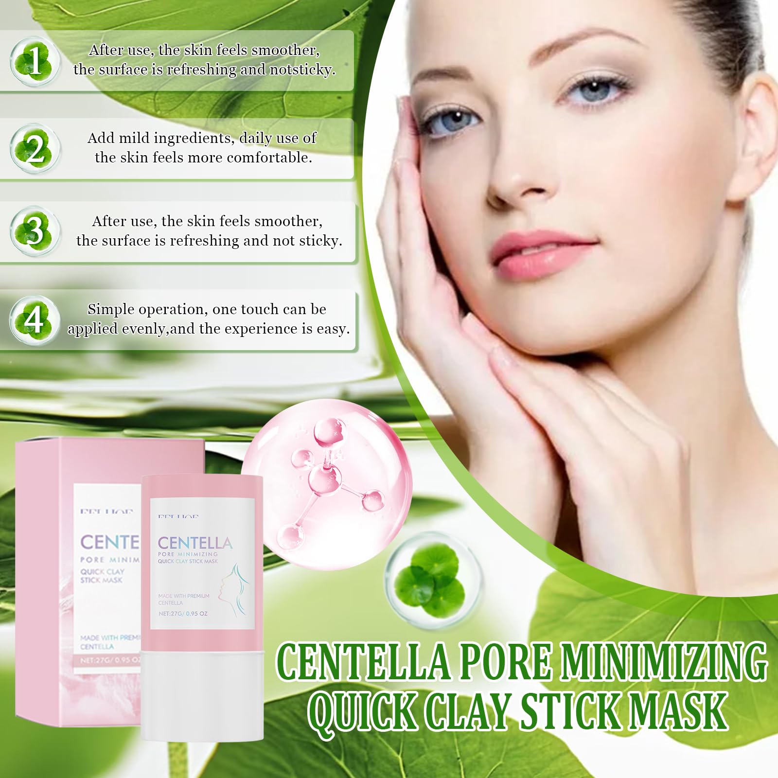 4 Pezzi Centella Kit, Centella Cleansing Oil + Centella Detergente Viso | Centella Siero Viso + Centella Stick Mask, Skincare Kit, Nutrire, Delicato e Leggero, per Pelli Sensibili