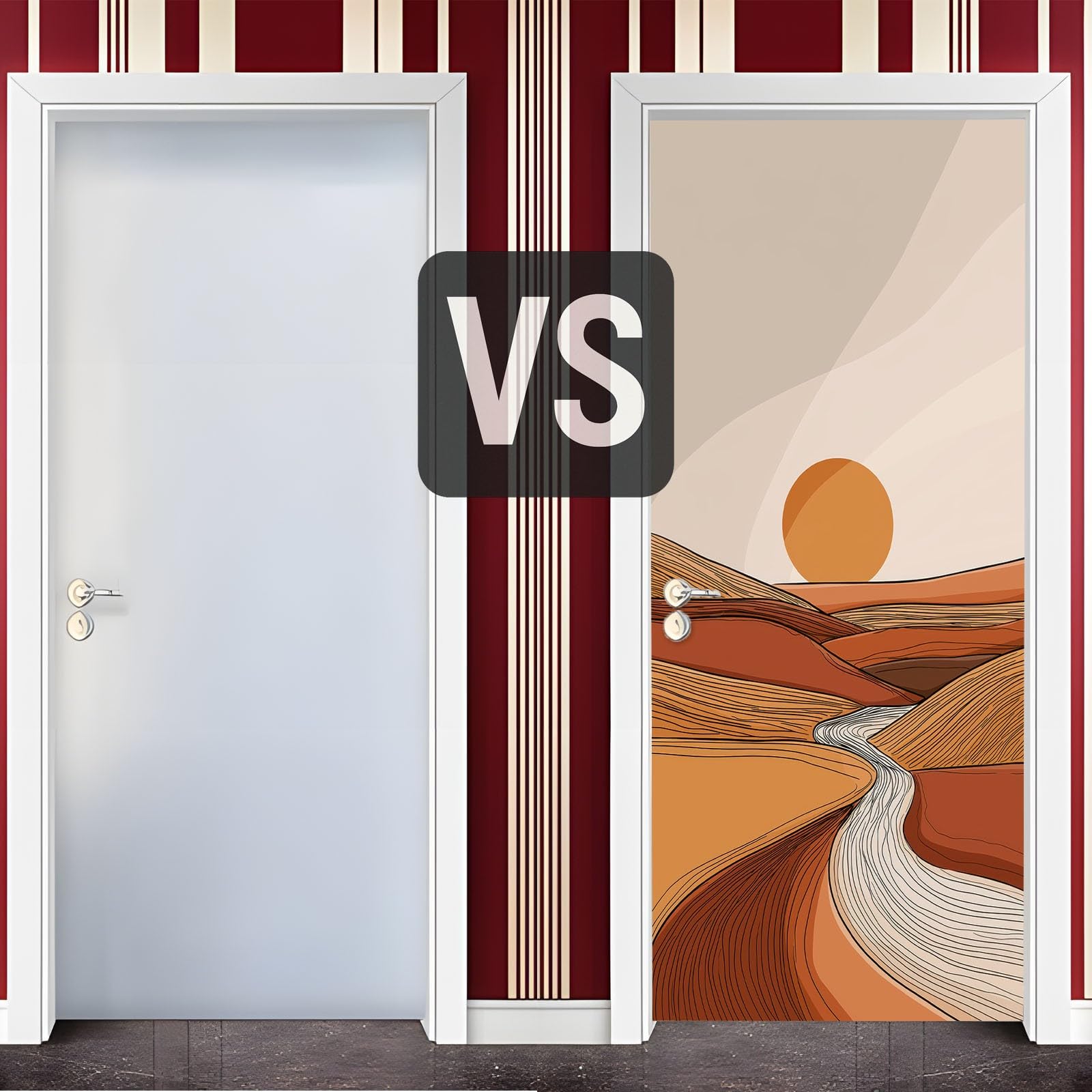 Samoprzylepna naklejka na drzwi w stylu vintage, pustynia, 88 x 200 cm, prosty krajobraz, wydmy, wodoodporna tapeta na drzwi z folii samoprzylepnej, jasnobrązowa, plakat DIY, tapeta na drzwi, do