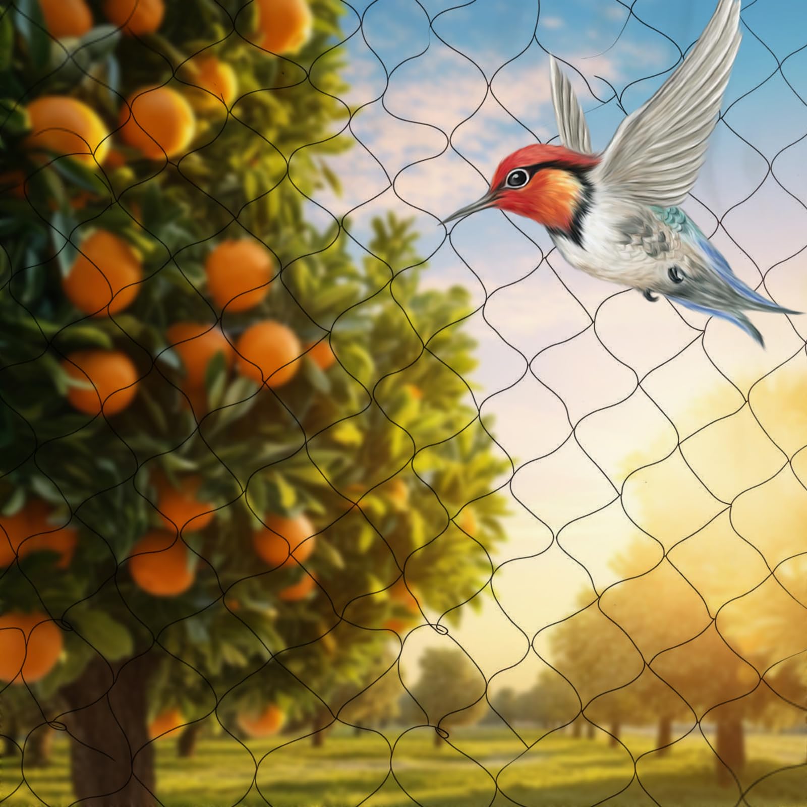 Rete di protezione per uccelli, con maglie di 5 x 5 cm, in poliestere, colore nero, ideale per frutteto, giardino, stagno e pollaio, come protezione fisica per uccelli in formato grande 30 x 15 m