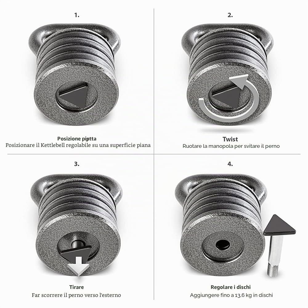 Apex APKB-5009 - Set di Kettlebell per Sollevamento Pesi, Regolabile, Resistente, per Palestra