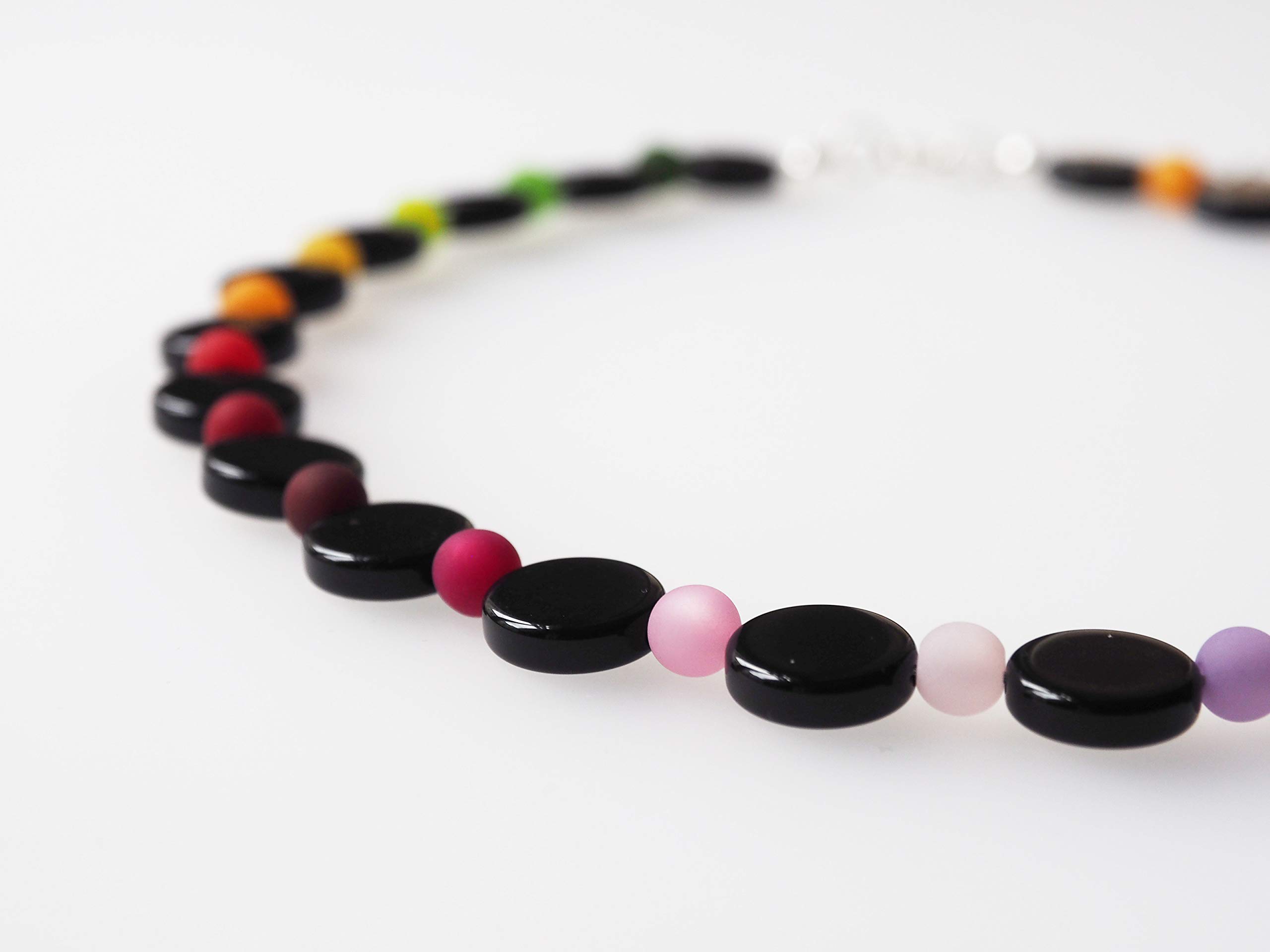 Polariskette Regenbogen Kette schwarz bunt