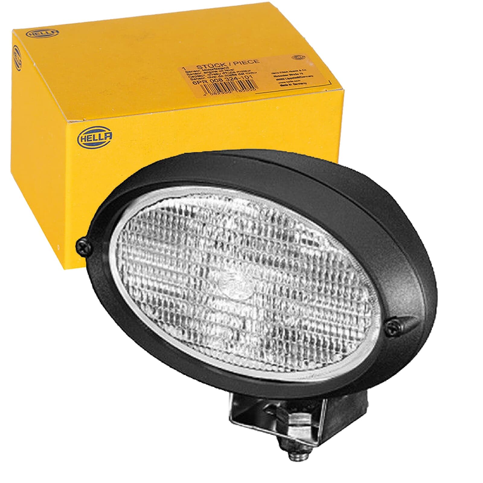 HELLA 1GA 996 361-501 Halógena-Faro de trabajo - Oval 100 - 24/12V - montaje exterior/atornillado - de pie/Abrazadera de montaje giratoria - Iluminación campo cercano - Conector: Conector plano