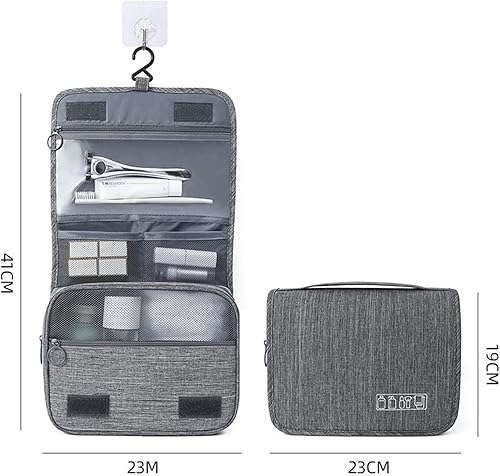 Miniatura 7 de Neceser colgante para hombres, bolsa de aseo de viaje con múltiples bolsillos, kit Dopp resistente al agua, bolsa de afeitar para accesorios de