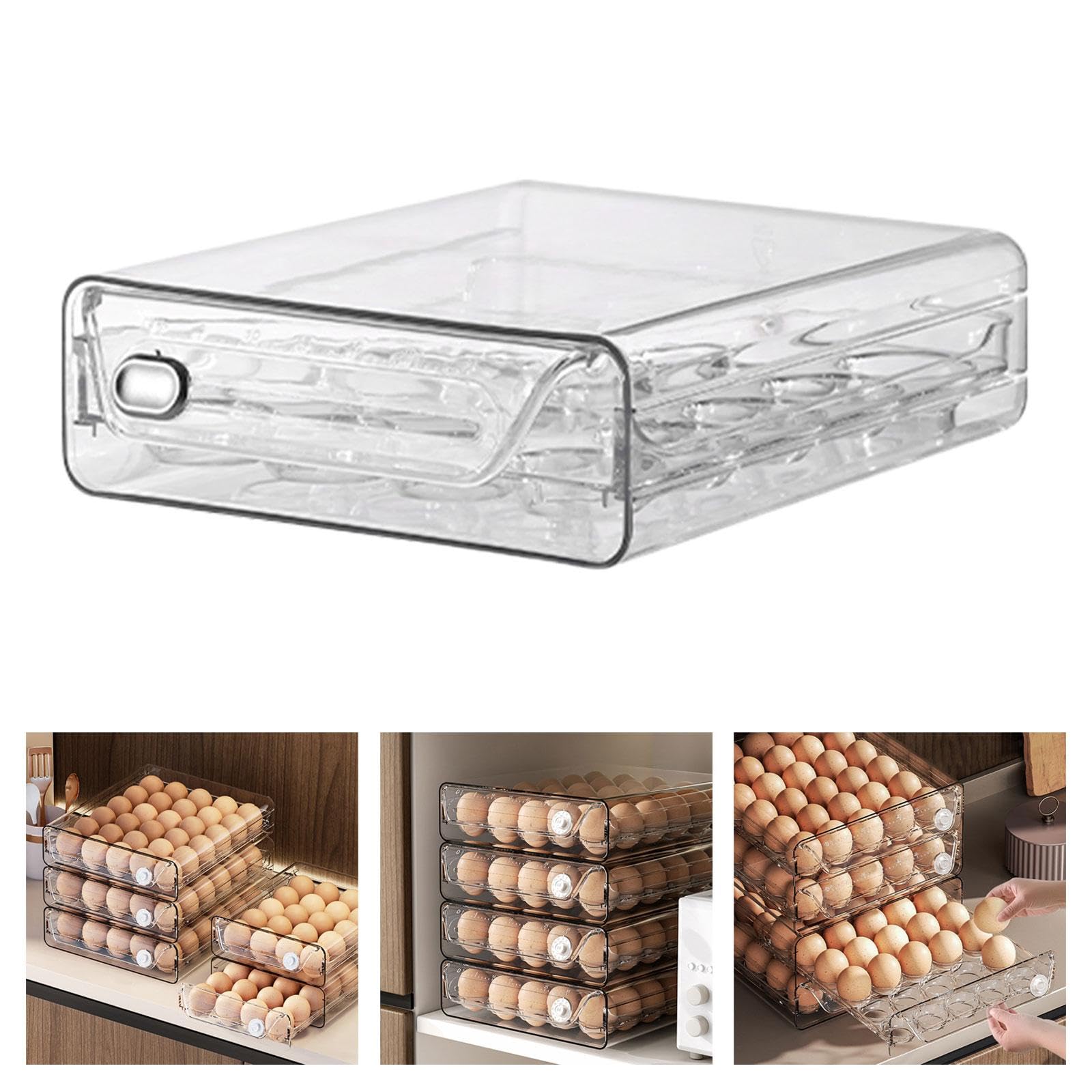 Organizzatore per Uova nel Cassetto del Frigorifero, Vassoi Porta Uova Riutilizzabili E Impilabili, Contenitori per Uova per Armadi E Frigorifero, 20 Griglie