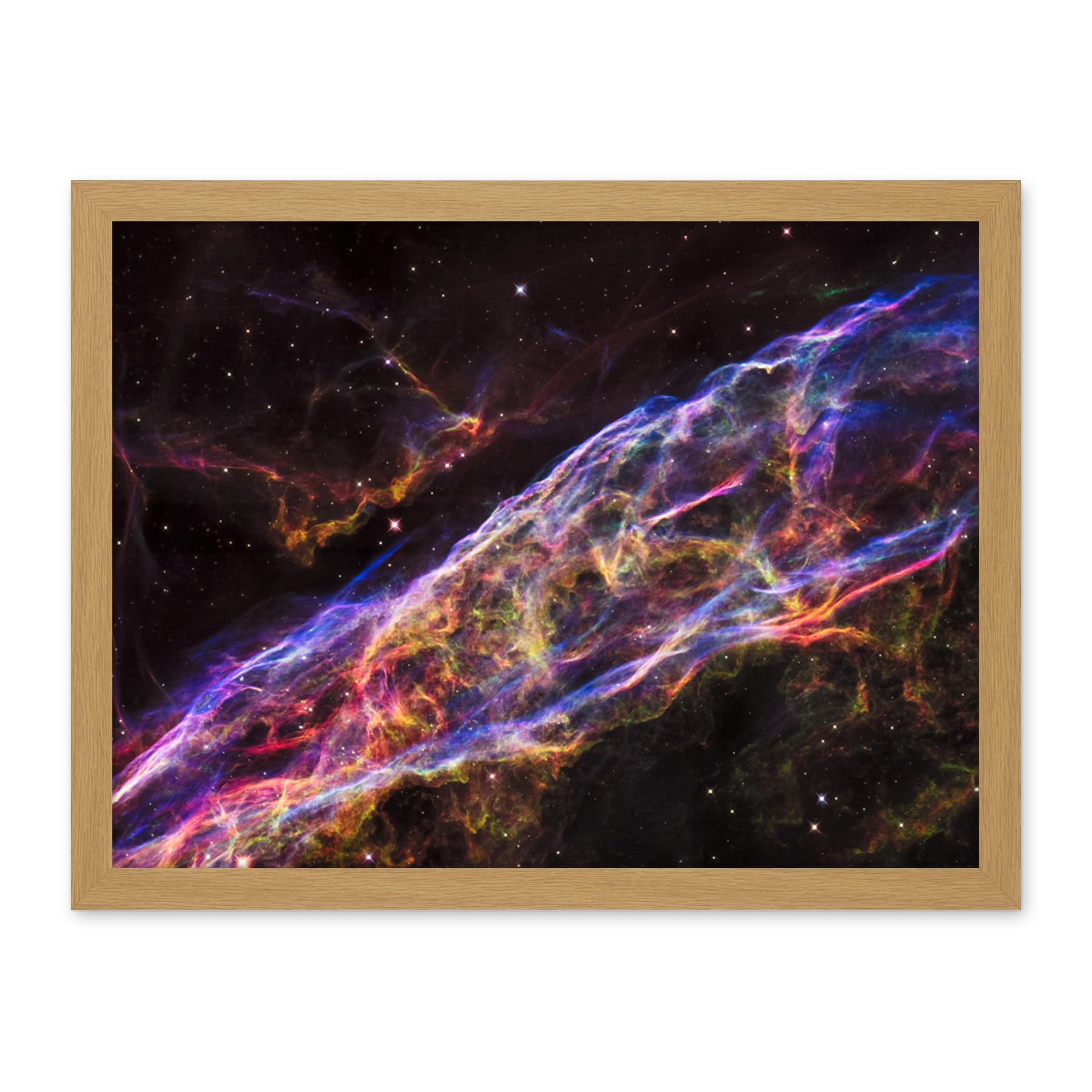 Artery8 Hubble Space Telescope Image Veil Nebula Supernova Remnant Blast Wave Stunning Massive Star Debris Remains Artwork Framed Wall Art Print 18X24 Inch