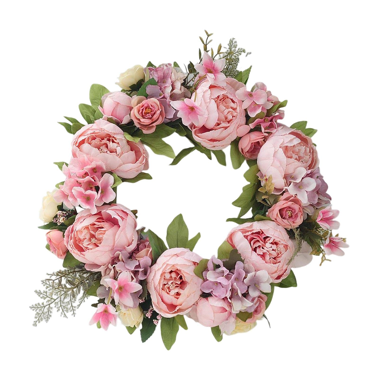 Ghirlanda di Peonie da 40 Cm, Ghirlanda Primaverile, Ghirlanda Floreale Artificiale, Decorazioni Natalizie da Appendere Fatte a Mano, io