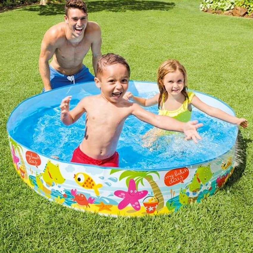 Image of Snapset Bath tub of Without air for Kids /Babies Bathing & Fun at Beach,Home Indoor & Outdoor in Vacation with Easy Setup for Swimming Pool Experience and Enjoyment (4 feet X 10 inches)