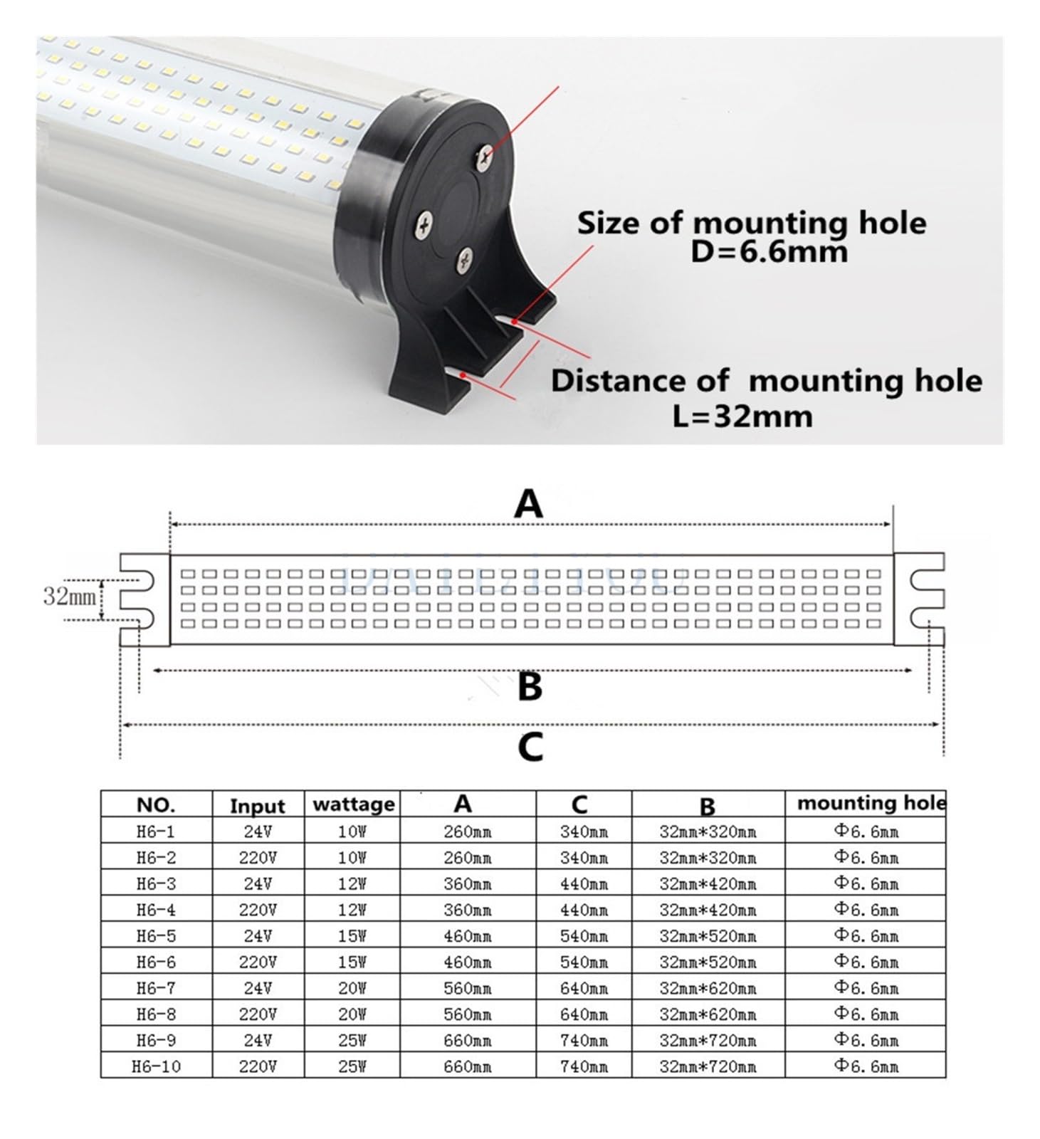 Cylindryczna tokarka CNC, długie paski, lampa 24 V CNC, centrum obróbcze, lampa LED, 220 V (15 W, 540 mm, 24 V)