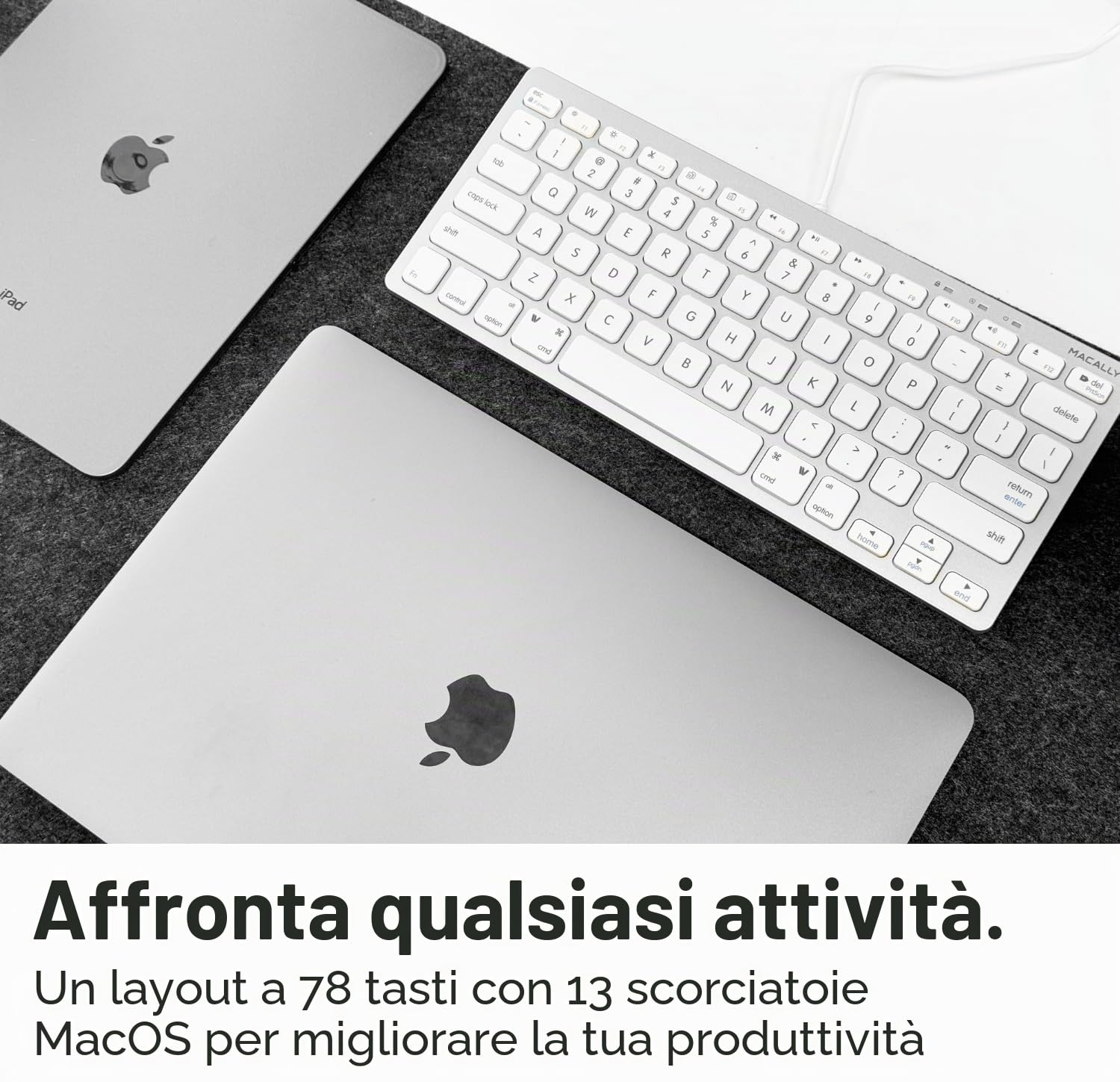 Macally SLIMKEYCA, Compact USB-A Keyboard for Mac, US QWERTY Key cap Layout