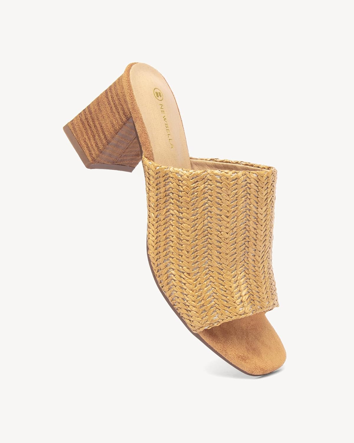 NEWBELLA Women's Raffia Heeled Sandals - Chunky Block Heel Espadrille Slide Sandals with Square Toe for Beach Summer Comfort - Image 4