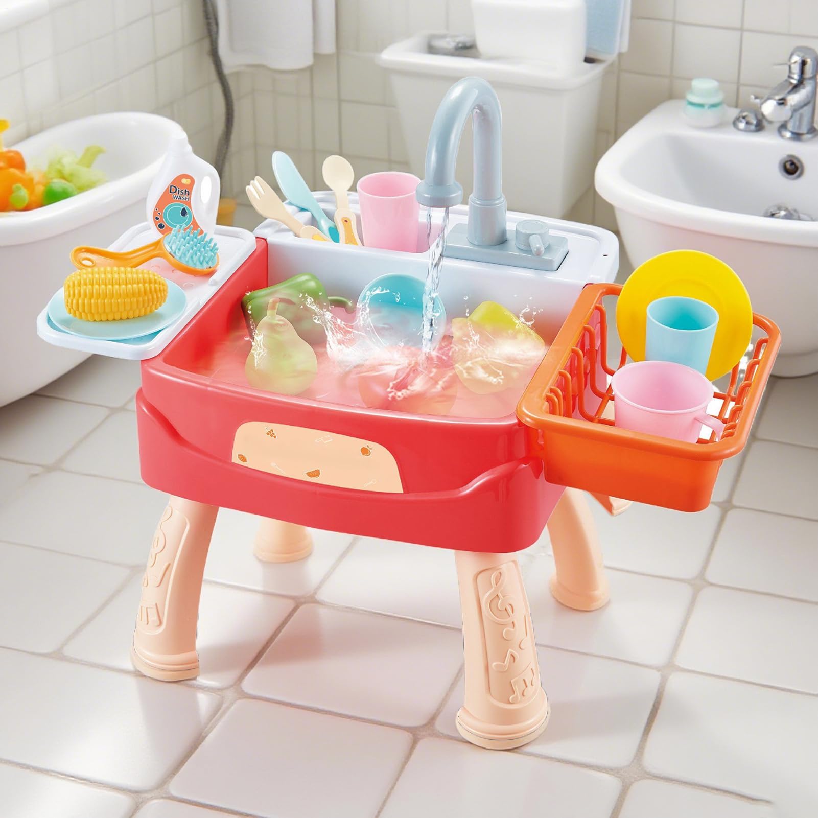 Giocattolo Cucina Simbolico Per Piccoli Con Lavello | Idrico Automatico Giocattoli Ruolo Attività Prescolari Per Famiglia Scuola Casa Asilo
