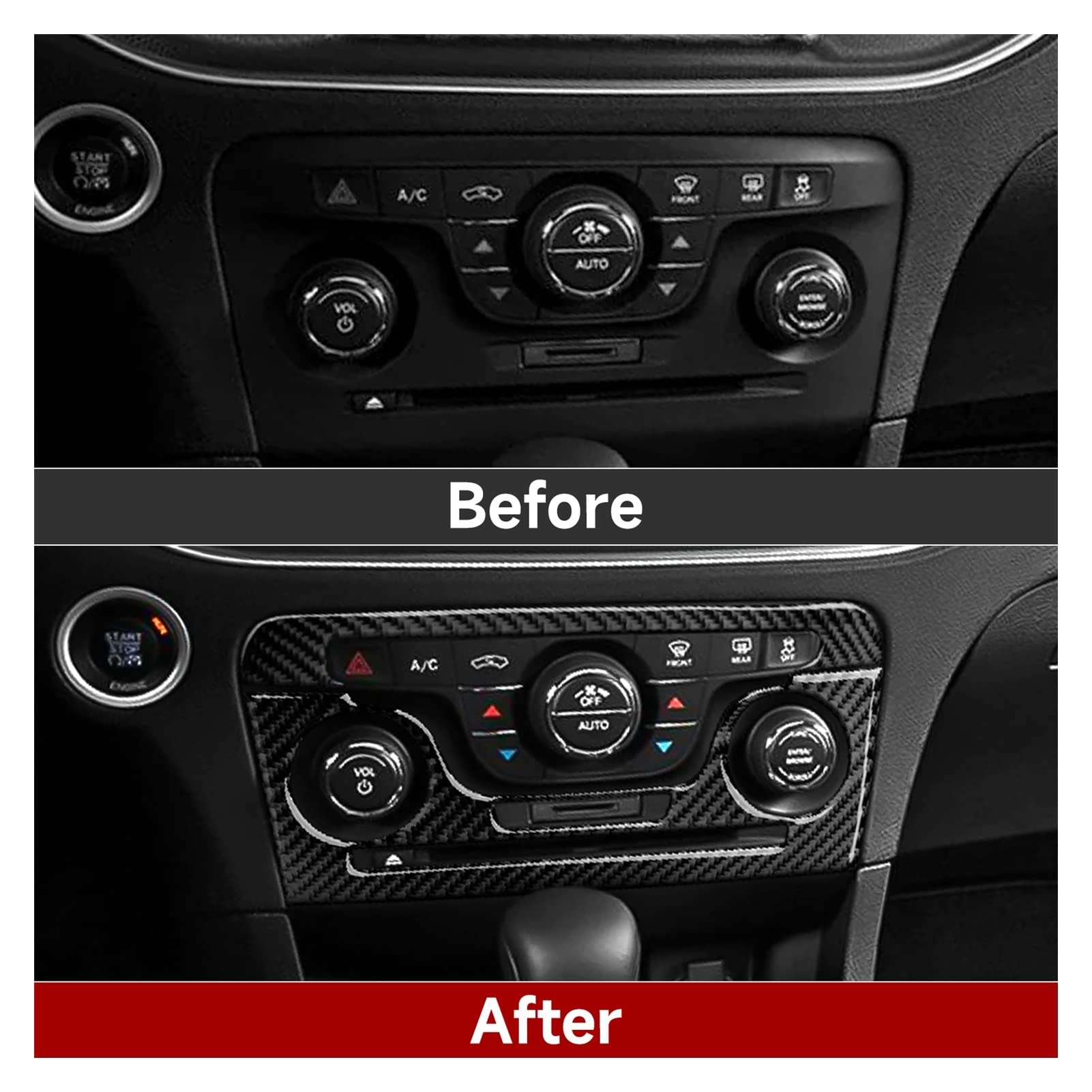 Pasuje do Dodge Charger 2011-2014 konsola środkowa samochodu z włókna węglowego klimatyzator przełącznik głośności Panel wykończenia Auto akcesoria do przycinania straż zestawy naklejek
