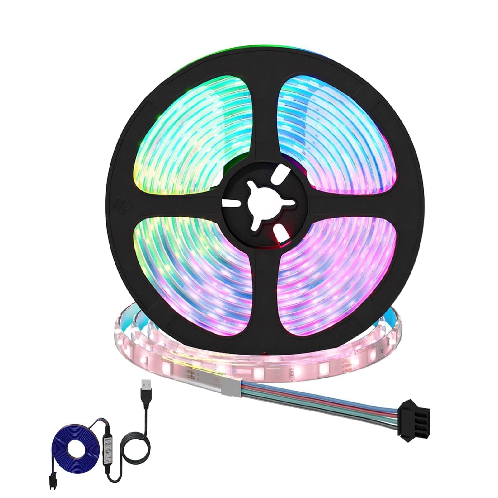 LED Streifen 2 Stück Schwarz und Transparent 5500 mm innenbeleuchtung mit USB Stromversorgung, kupferdraht LED Lichterkette für Schlafzimmer Party Weihnachten Dekoration dimmbar