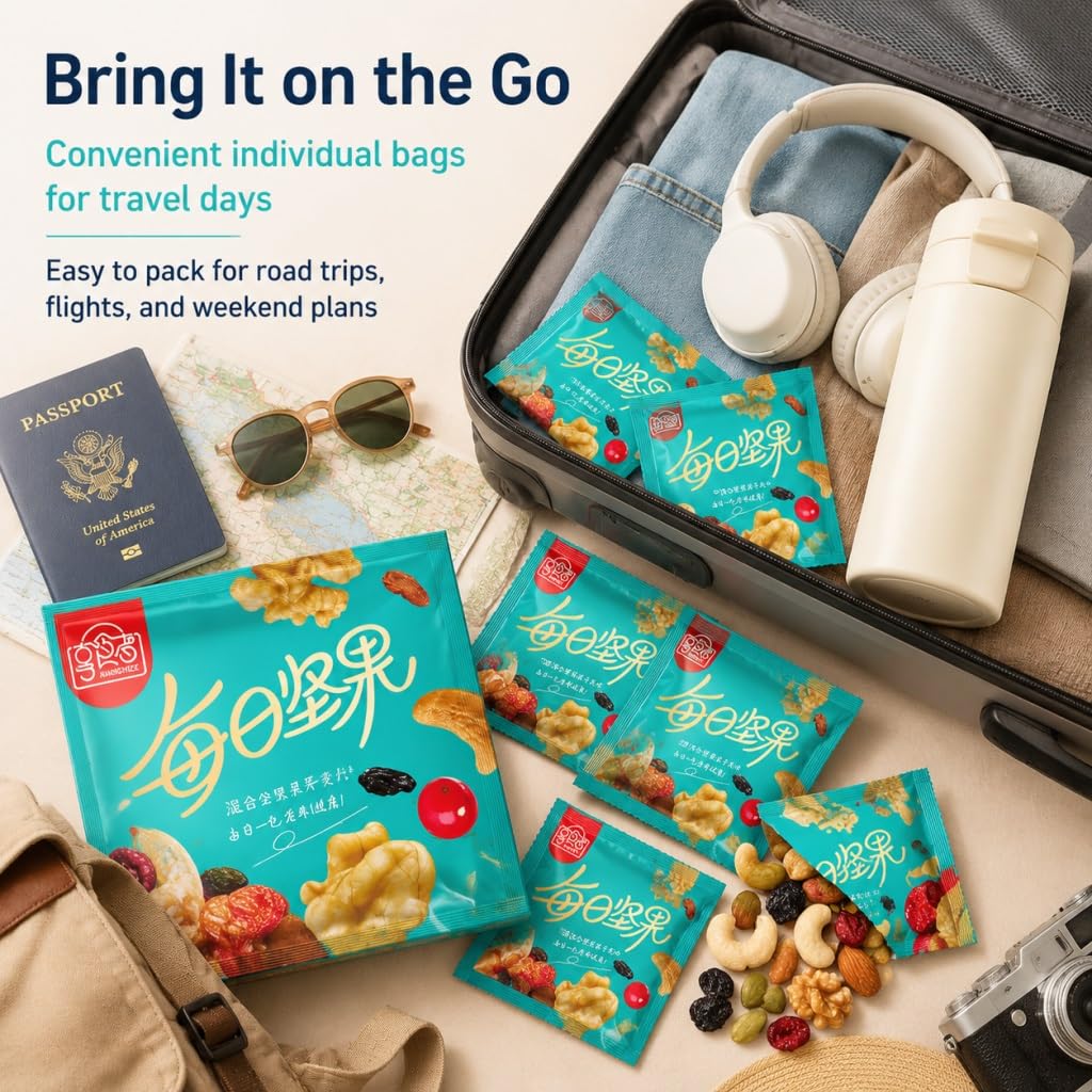 Paquetes Diarios De Refrigerios Nueces Mixtas Y Frutas Secas, 25 G X 50 Bolsas, Ligeramente Tostados, Sin OGM, Azúcar Agregada, Energéticos Saludables For Llevar