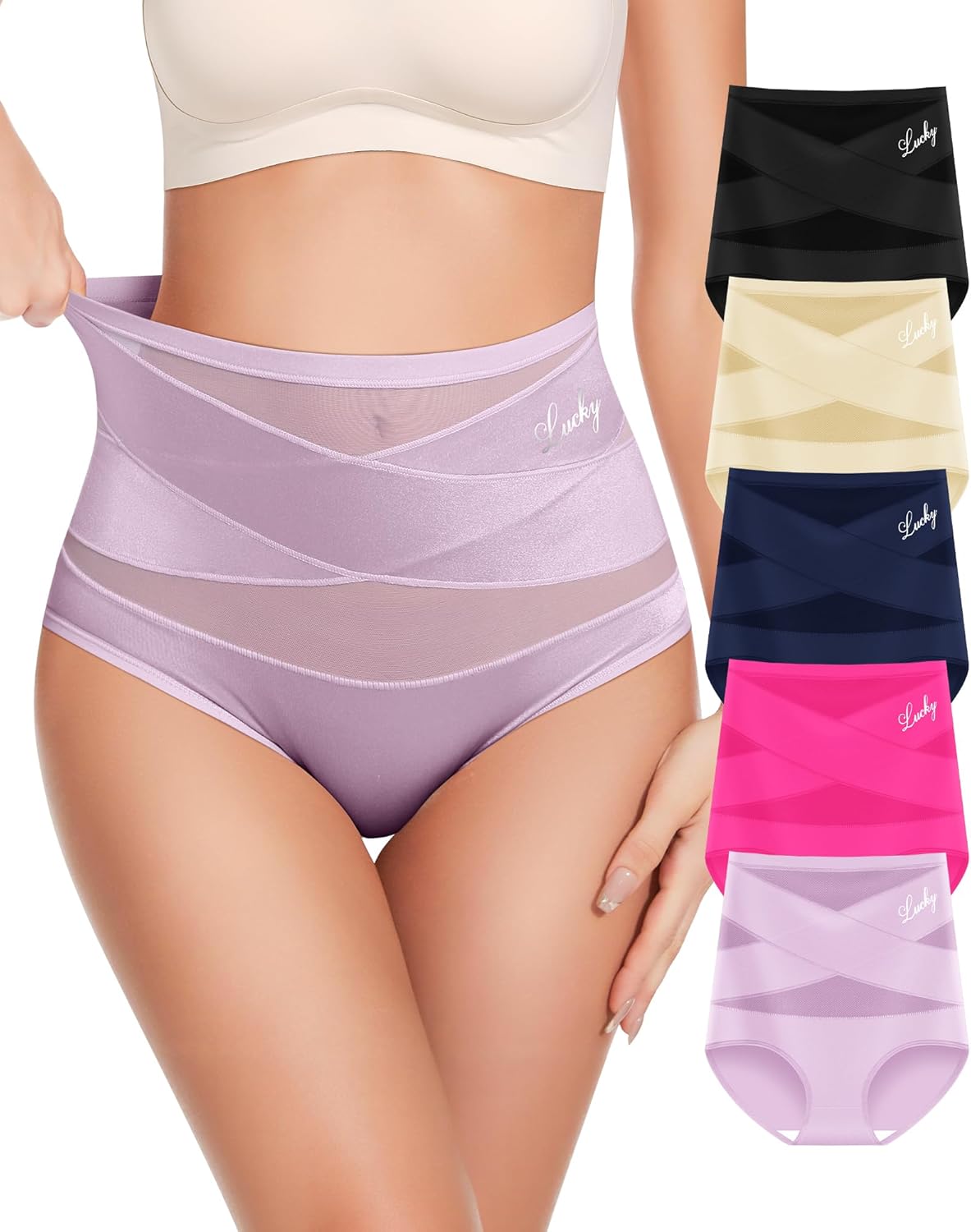 Women's Underwear 4 Pack High Waisted No Muffin Top Tummy Control Ladies Panties Postpartum Briefs Full Coverage XX-Large Multicolor-5p