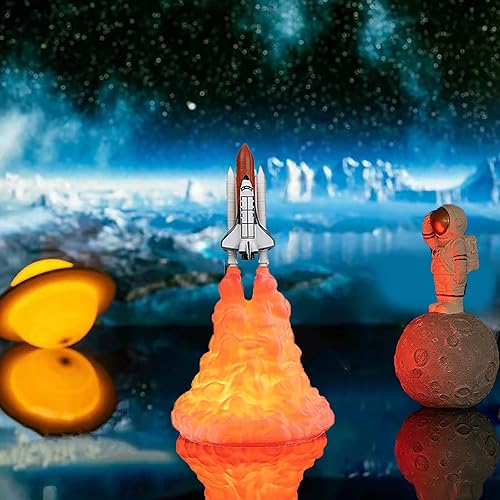 REALAZ Lámpara de cohete con impresión 3D lámpara de transbordador espacial luz nocturna de 94 pulgadas lámpara de luna para amantes de cohetes