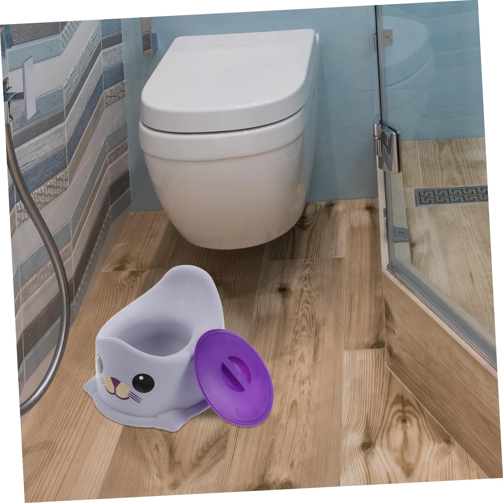 FRCOLOR Asiento de Inodoro Portátil para Niños con Diseño Adorable de Animales, con Respaldo, Tapa Removible y Patas Ajustables, Adecuado para Entrenamiento en Casa y Viajes