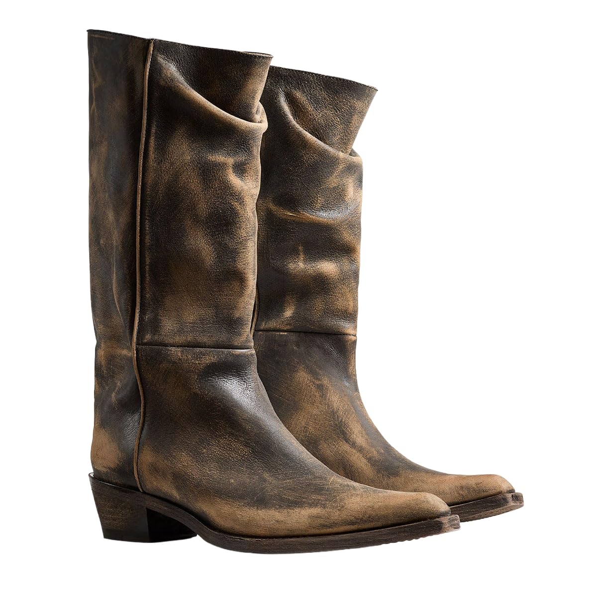 Saint Leia Womens Mid Calf Boots Chunky Heel Square Toe Pull On Classic Chelsae Dress Boot