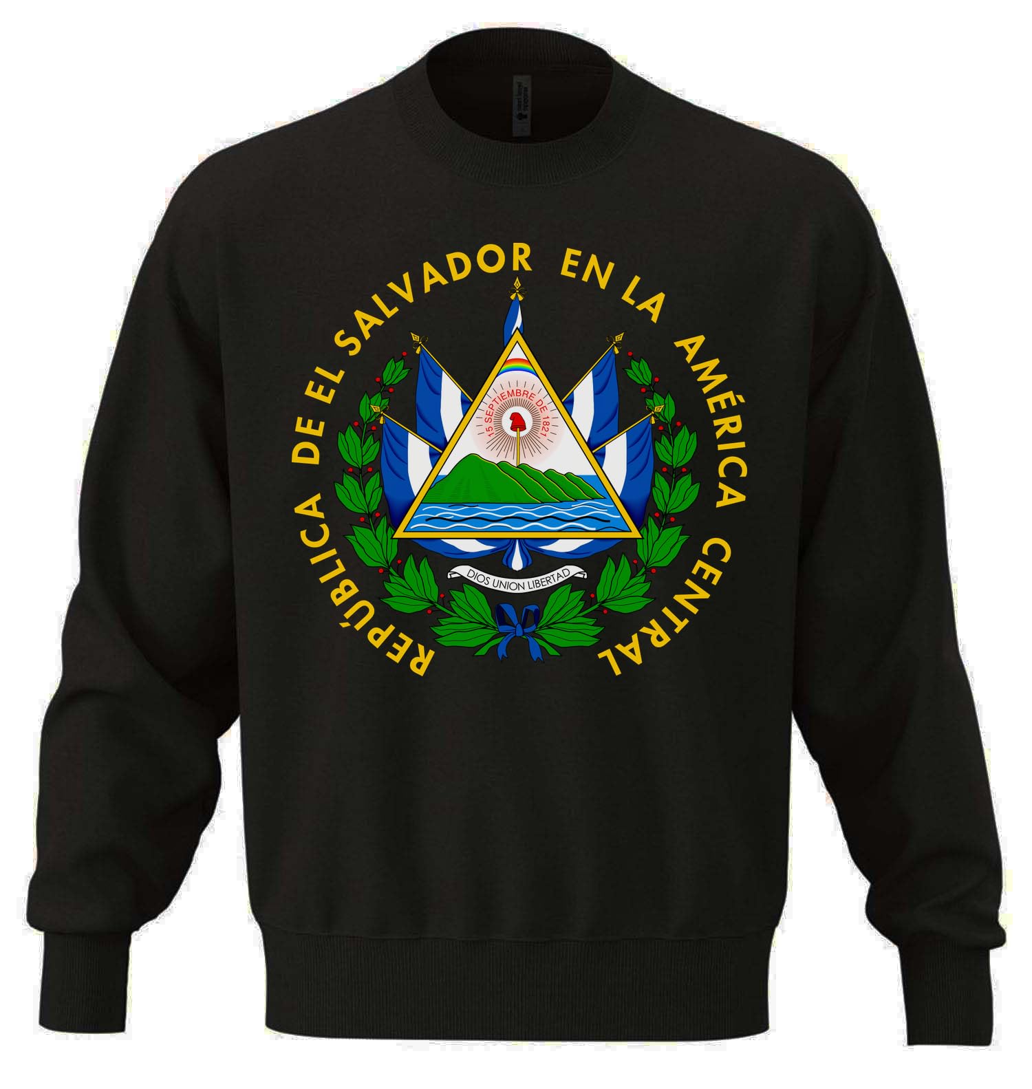 Herb Salwadoru Unisex Oversize mieszanka bawełny ciężka bluza czarna