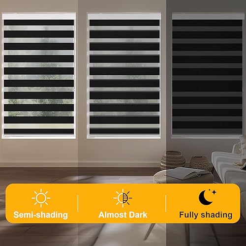 Miniatura 4 de Zebra Blinds - Persianas enrollables dobles para ventanas, tratamientos de ventana con control de luz, con cubierta de cenefa, 29 pulgadas de ancho