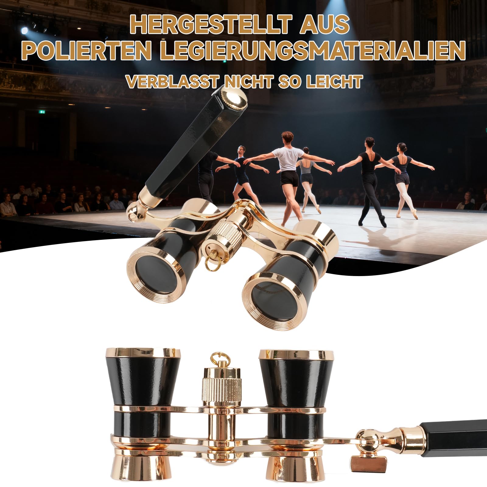 Opernglas 3x25 BK7 Prisma – Leichtes Retro Theaterfernglas (150g) für Oper Konzert Kino, Schwarz
