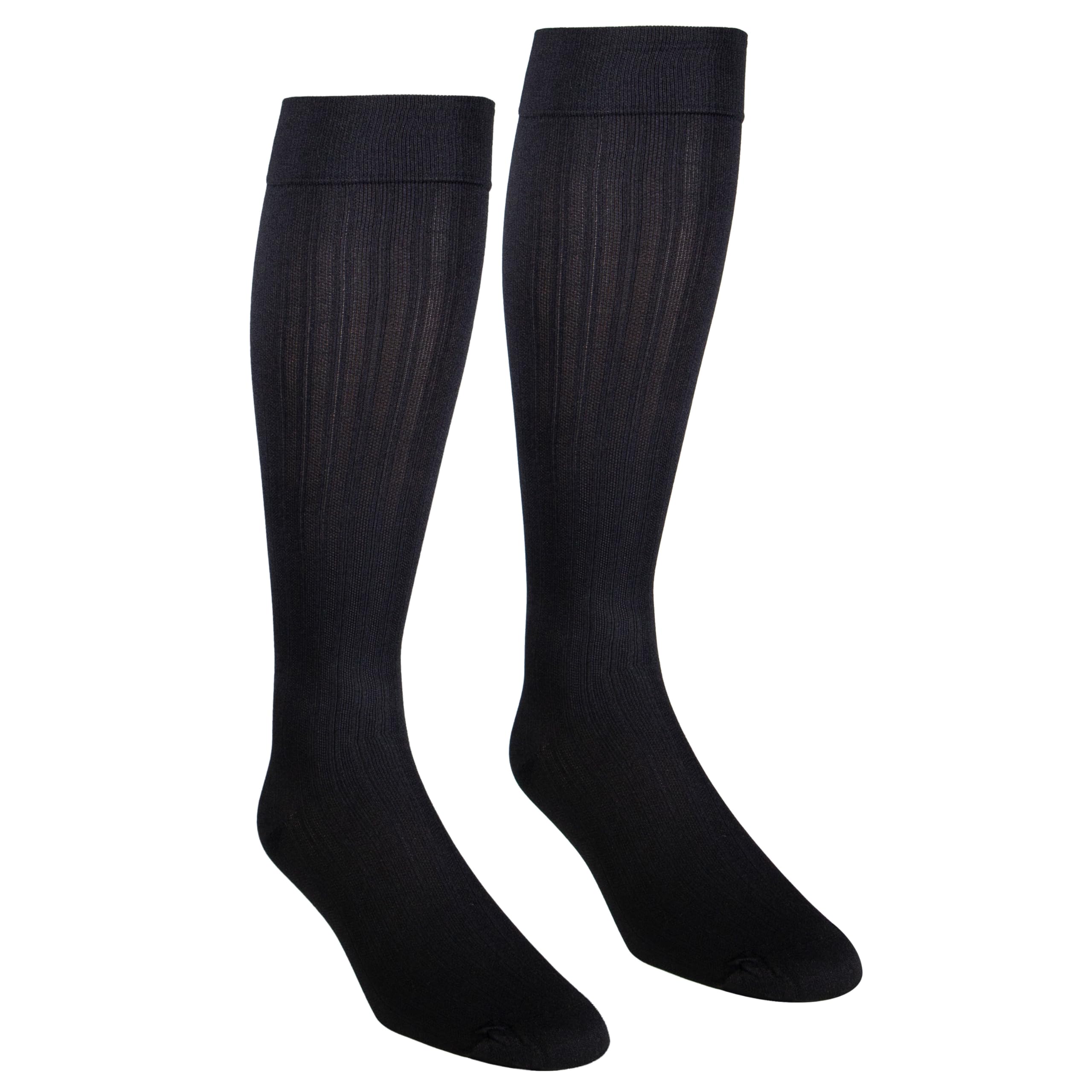 NuVein Women's Compression Socks, 20-30 mmHg Support, Rib Knit Pattern, Over Calf Knee High