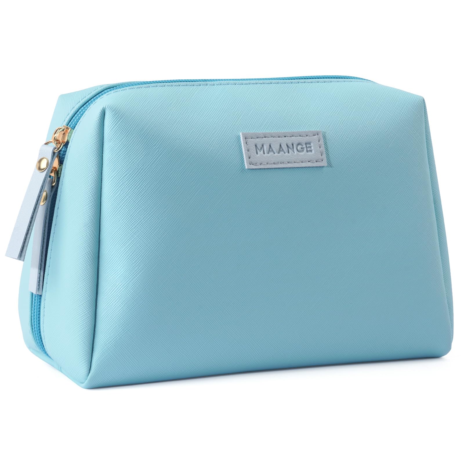 MAANGE Small Makeup Bag for Women Cosmetic Bag with Zipper Travel Makeup Bag of Soft PU Leather Cute Make Up Pouch