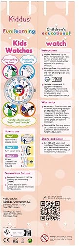 Miniatura 7 de Kiddus Educational Kids Watch for Children Boy and Girl. Analogue Time Teacher Wristwatch with Exercises. Japanese Quartz Movement. Easy to Read and