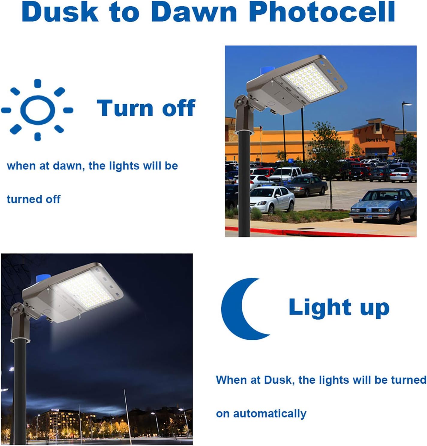 Best Promo LED Parking Lot Light 150W 21,000LM (140LM/W) 5700K LED Street Lights with Adjustable Slip fit Mount Dusk-to-Dawn Photocell Sensor IP66 Outdoor Commercial Parking Lot Lighting UL & DLC Certified
